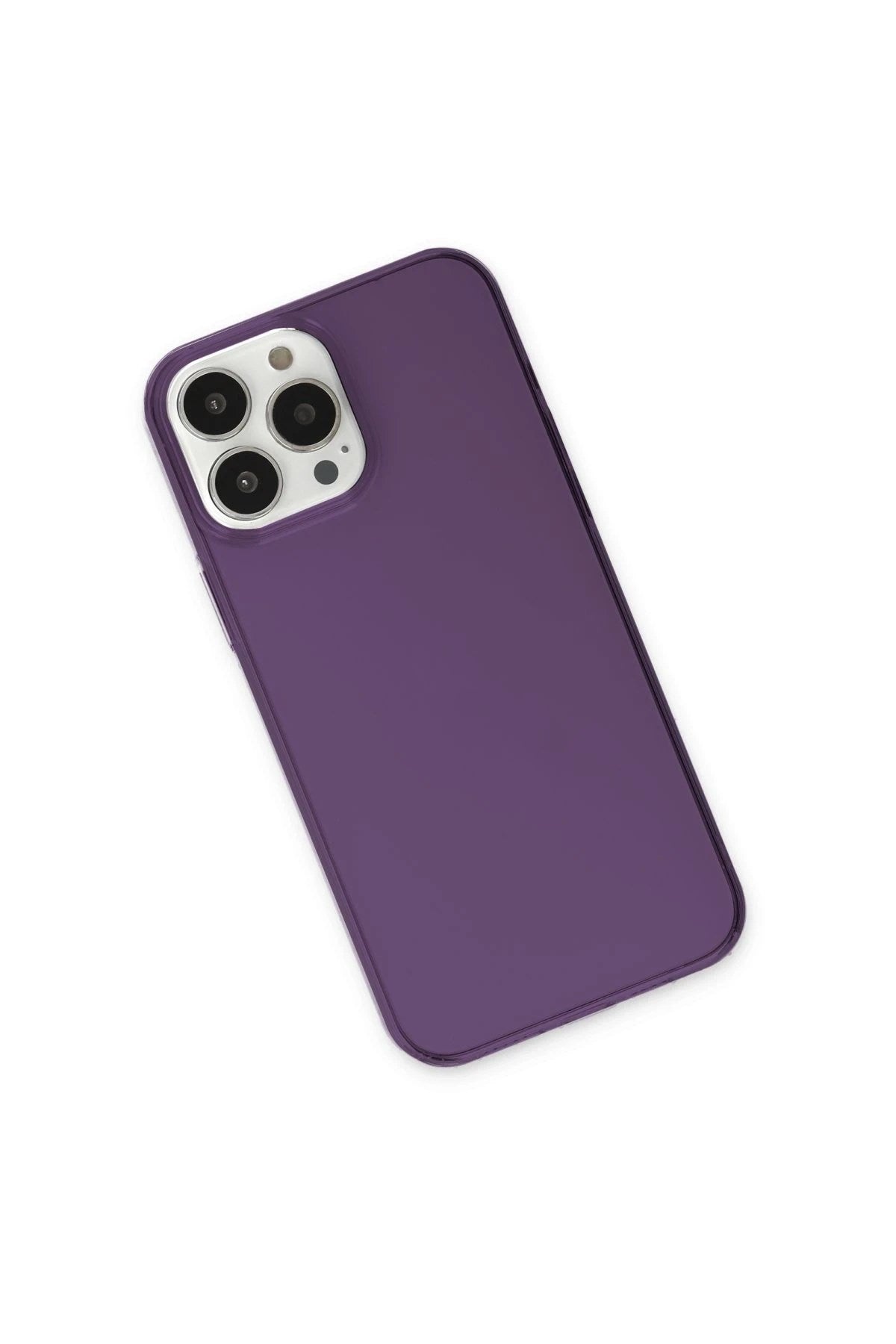 Mey İthalat® iPhone 13 Pro Max Kılıf Pc Sert Şeffaf Kapak - Mor