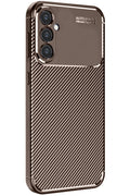 Mey İthalat® Samsung Galaxy S24 FE Kılıf Auto Focus Karbon Kapak - Kahverengi