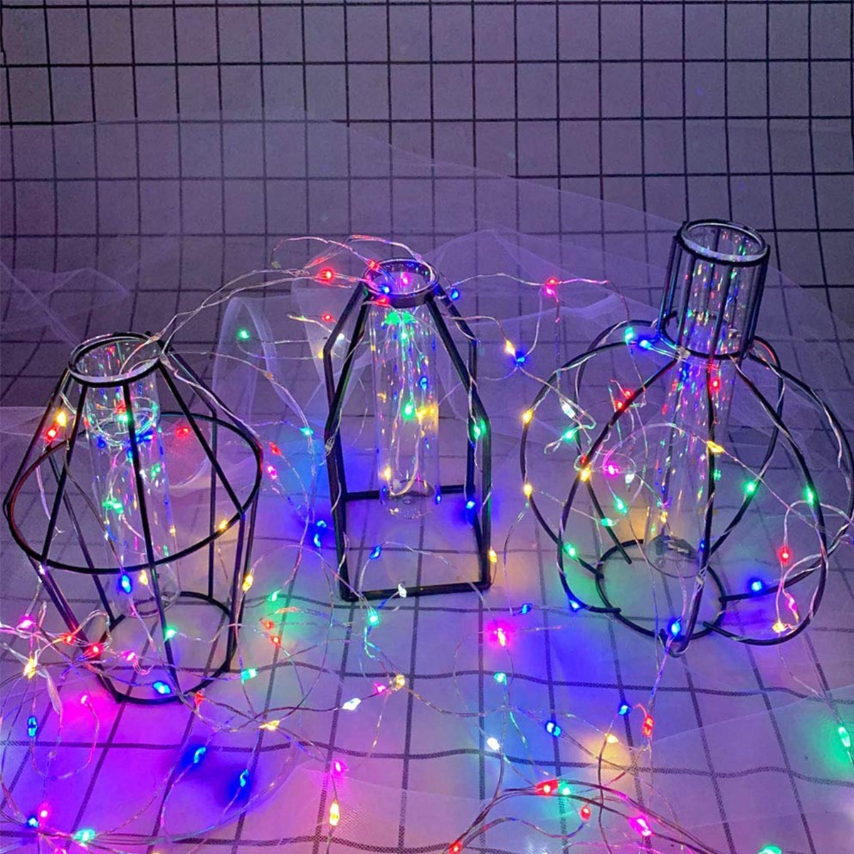 Pilli Renkli Peri Led Işık Dekoratif Aydınlatma 5 Metre RGB Led