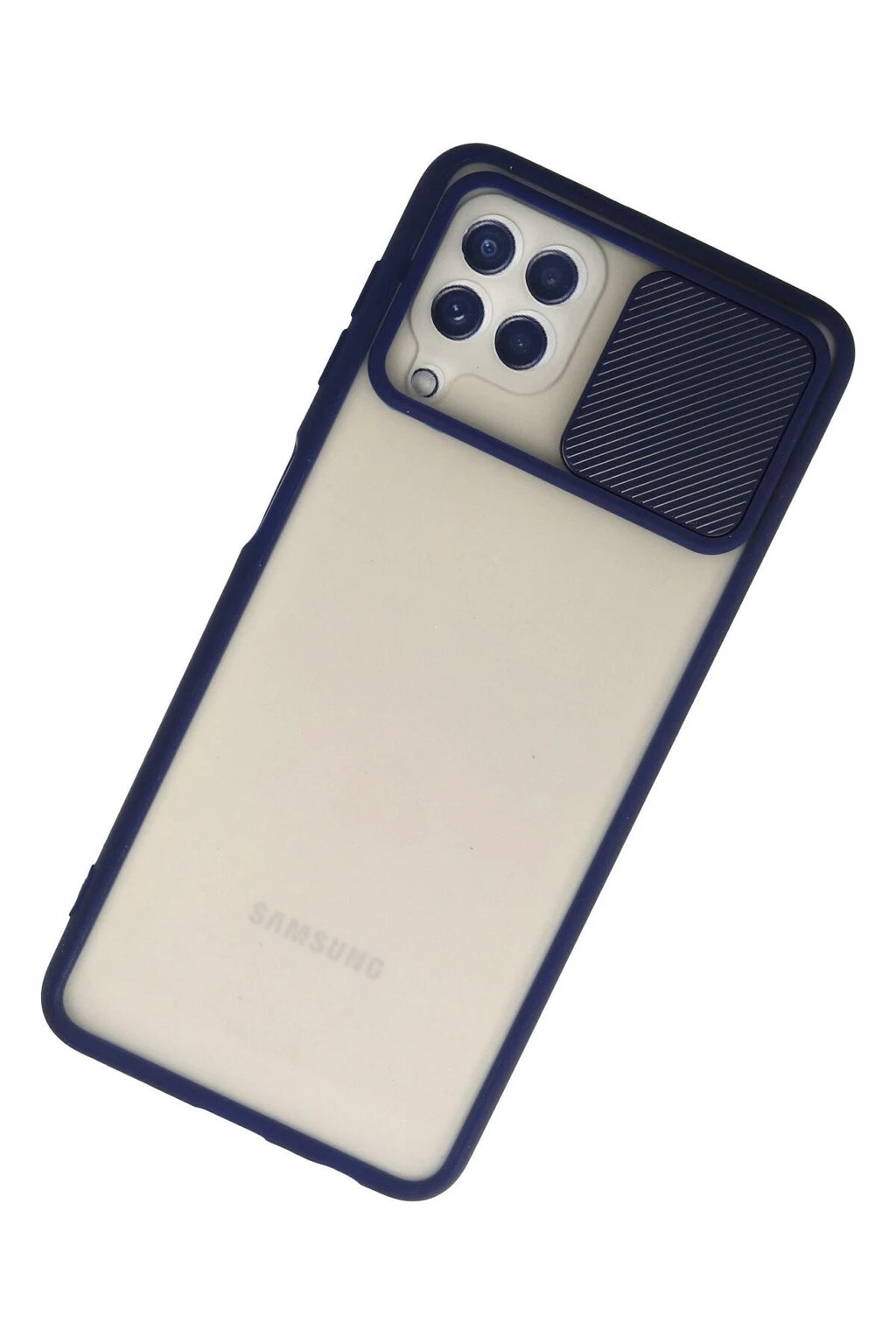 Mey İthalat® Samsung Galaxy A22 Kılıf Palm Buzlu Kamera Sürgülü Silikon - Lacivert