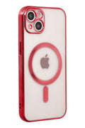 Mey İthalat® iPhone 14 Plus Kılıf Magneticsafe Lazer Silikon - Kırmızı