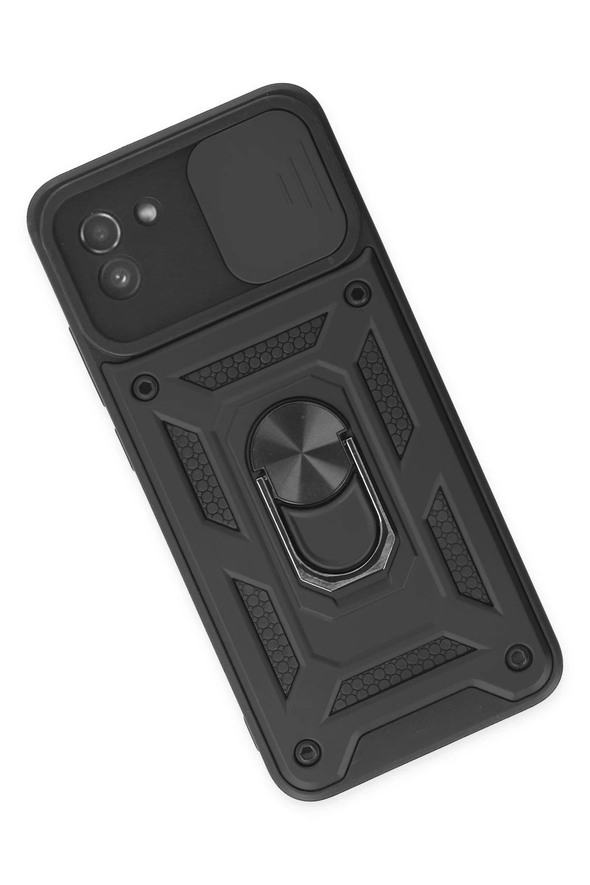 Mey İthalat® Samsung Galaxy A03 Kılıf Pars Lens Yüzüklü Silikon - Siyah
