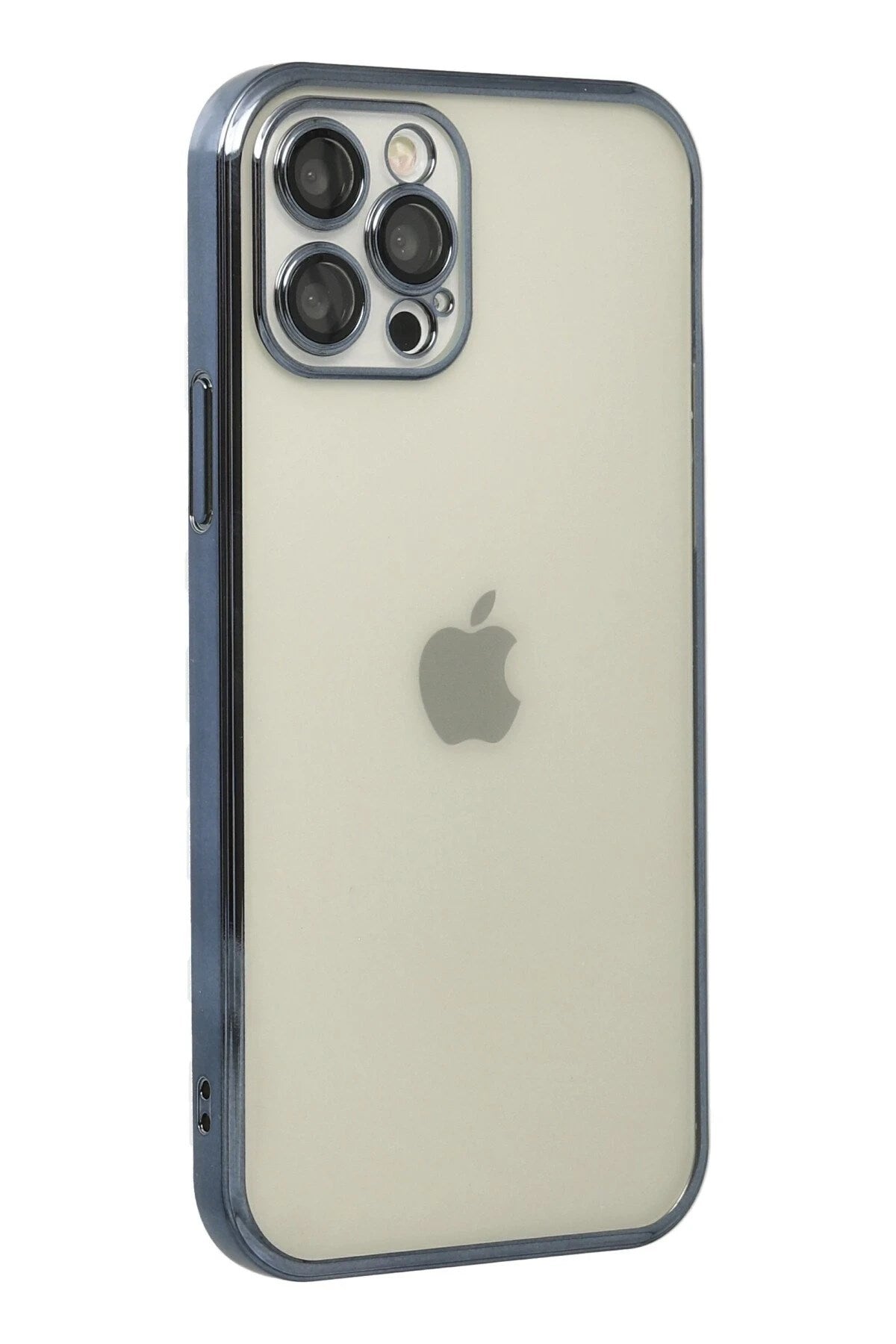 Mey İthalat® iPhone 12 Pro Kılıf Lensli Silikon - Lacivert