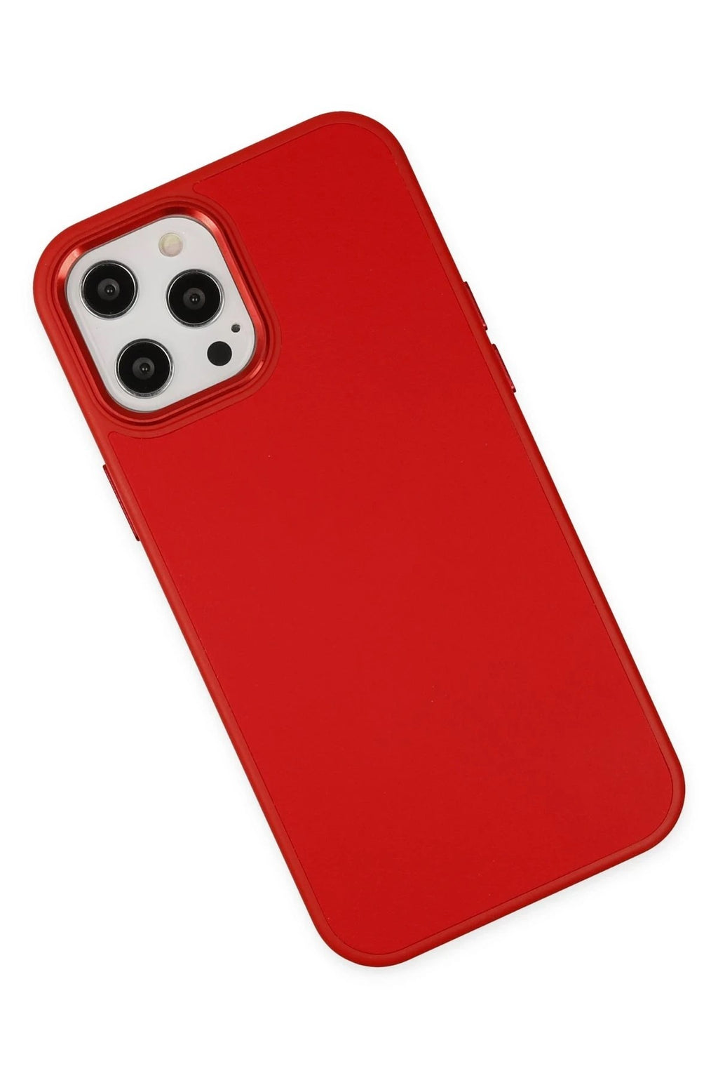 Mey İthalat® iPhone 12 Pro Max Kılıf Asya Deri Silikon - Kırmızı