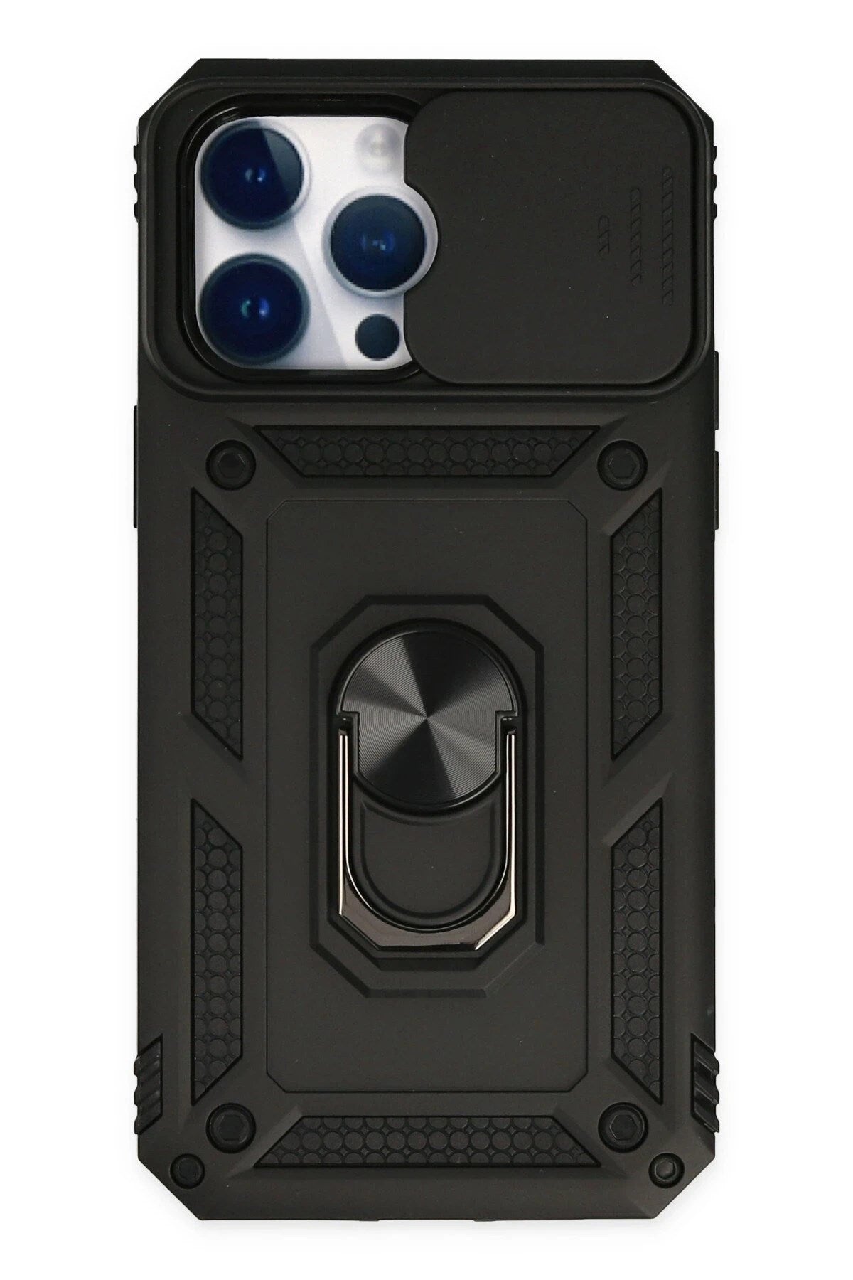 Mey İthalat® iPhone 14 Pro Kılıf Pars Lens Yüzüklü Silikon - Siyah