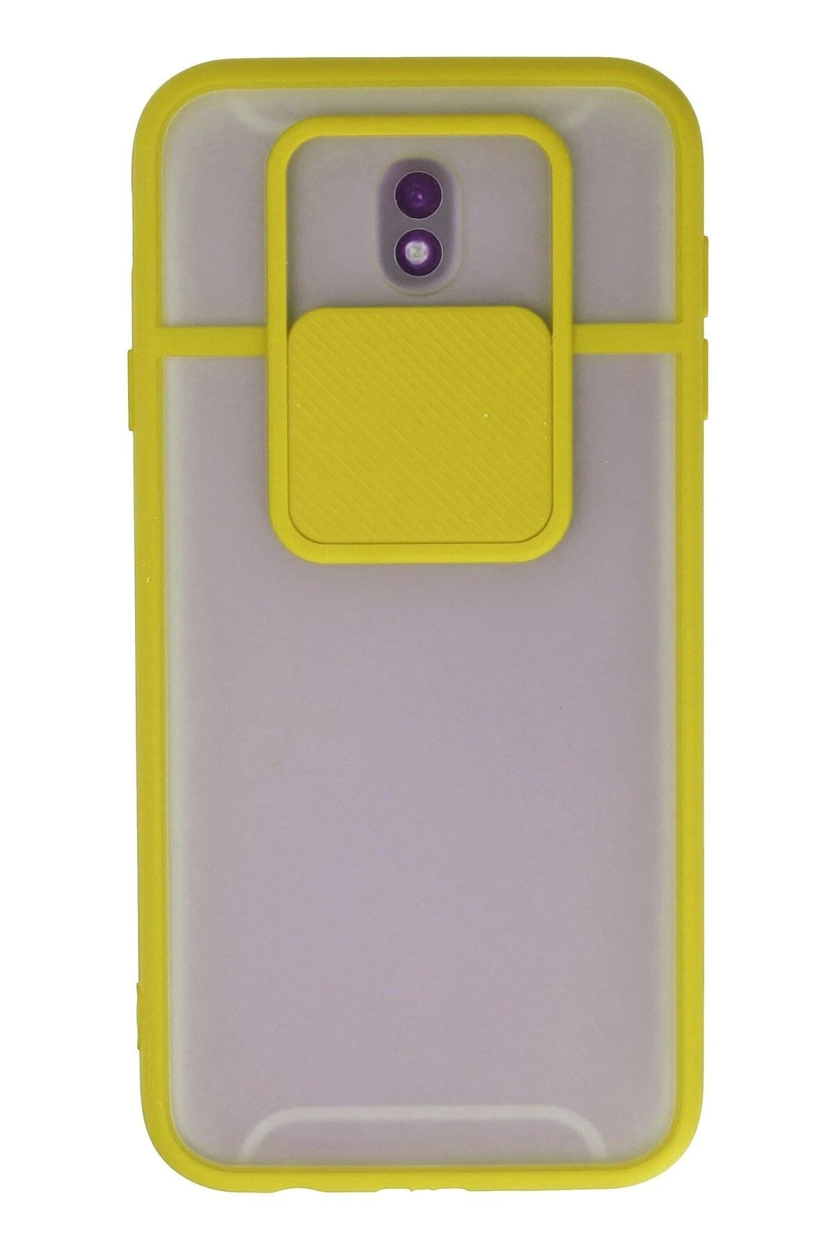 Mey İthalat® Samsung Galaxy J7 Pro / J730 Kılıf Palm Buzlu Kamera Sürgülü Silikon - Sarı