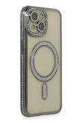 Mey İthalat® iPhone 13 Kılıf Joke Simli Magneticsafe Kılıf - Gri