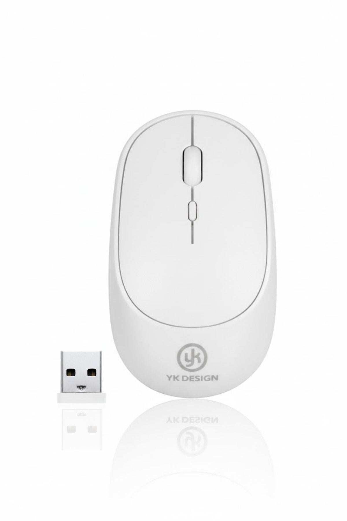 Beyaz Renkli Ergonomik Sessiz Kablosuz Mouse – USB Alıcılı, Ofis ve Oyun İçin Konforlu Bilgisayar Faresi MS6310