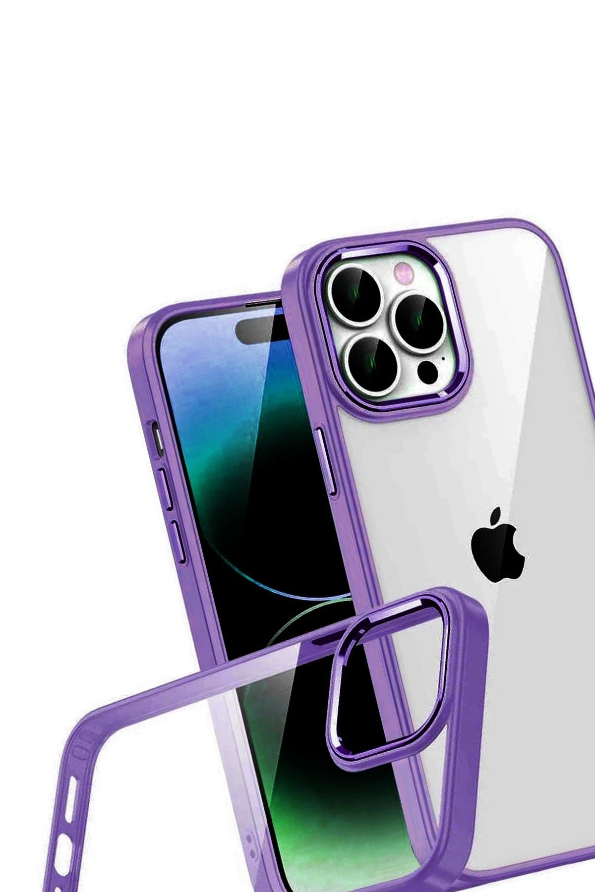 Mey İthalat® iPhone 15 Pro Max Lensli Silikon - Mor