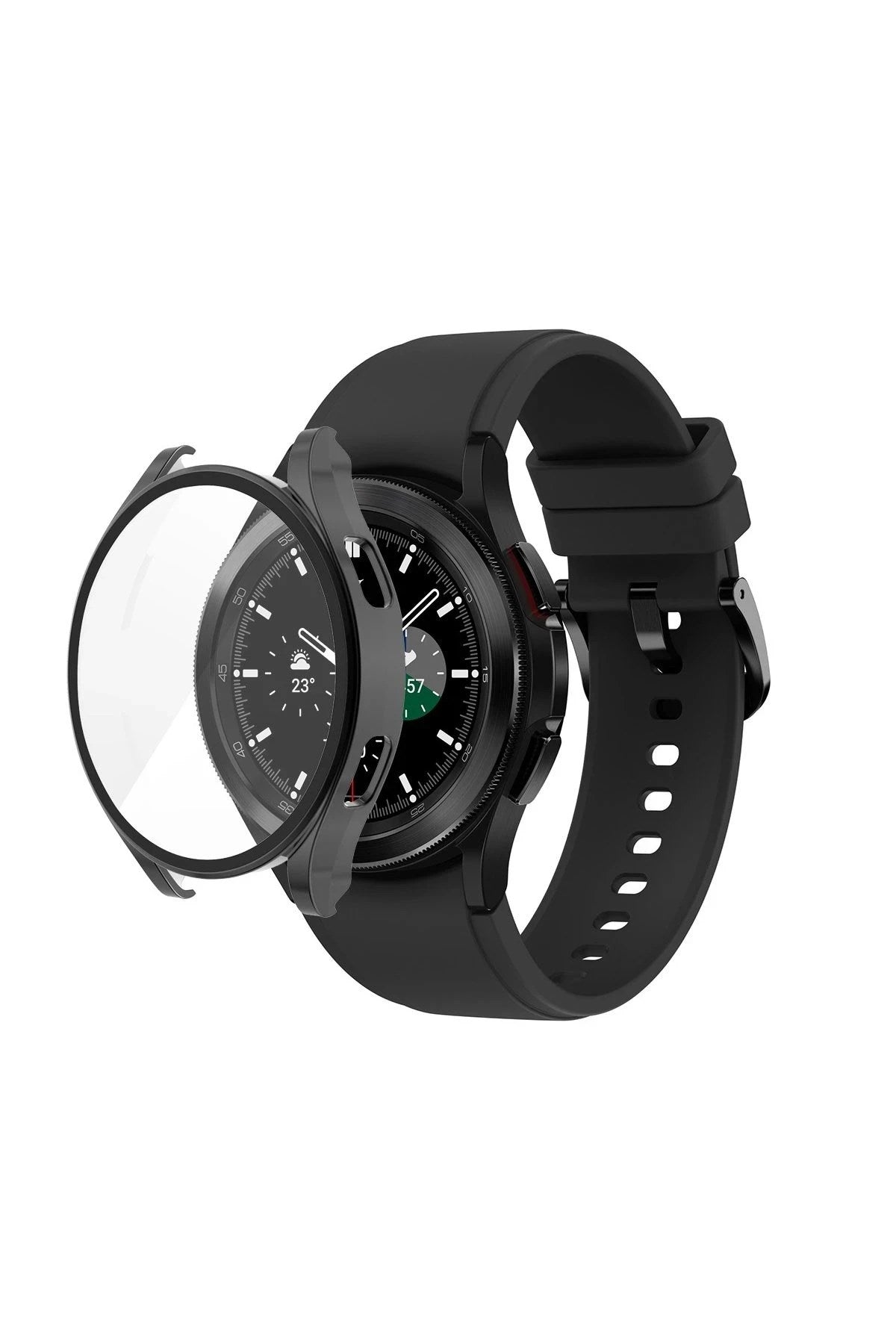 Mey İthalat® Watch 5 44mm Wall Camlı Kasa Ekran Koruyucu - Siyah
