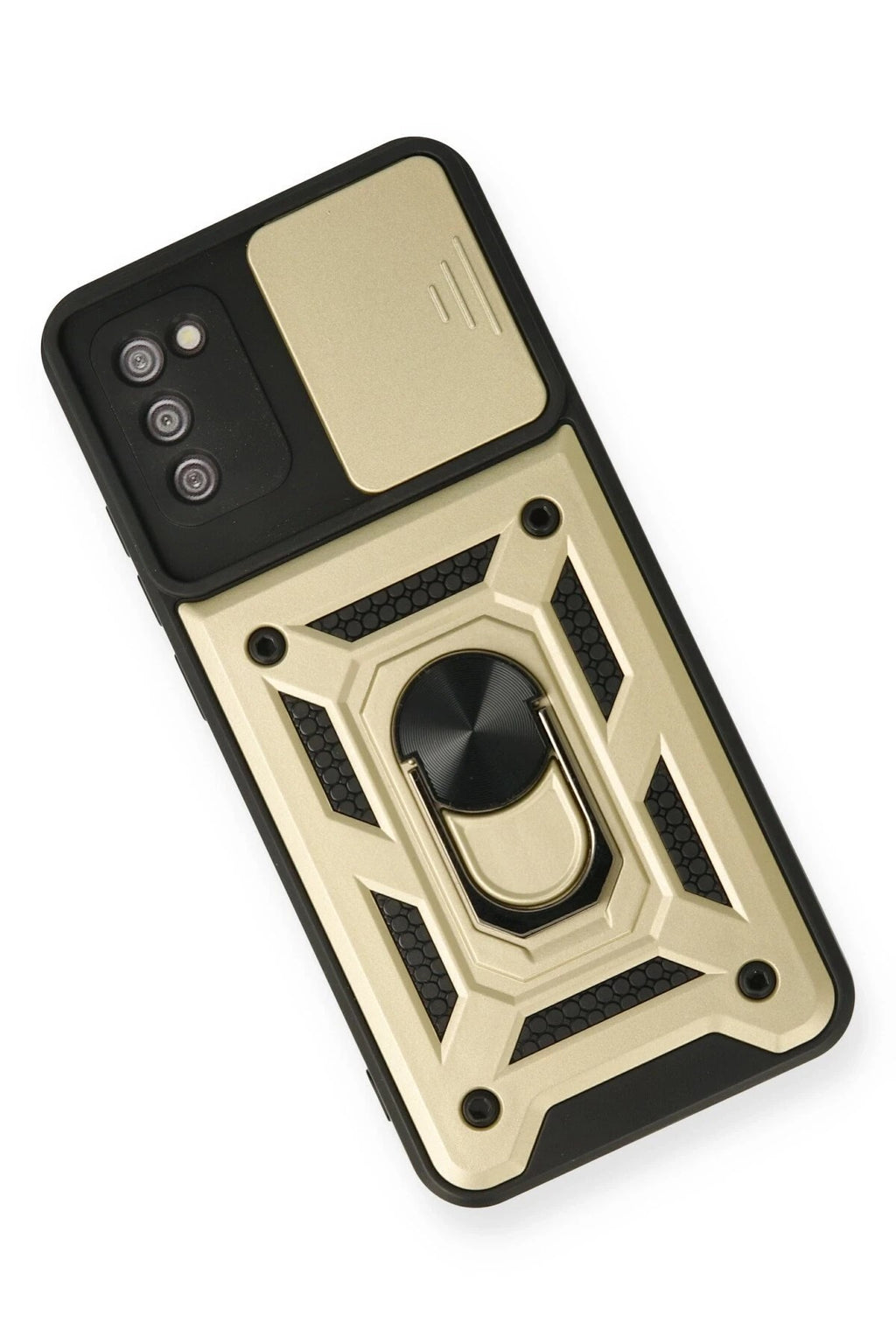 Mey İthalat® Samsung Galaxy A03S Kılıf Pars Lens Yüzüklü Silikon - Gold