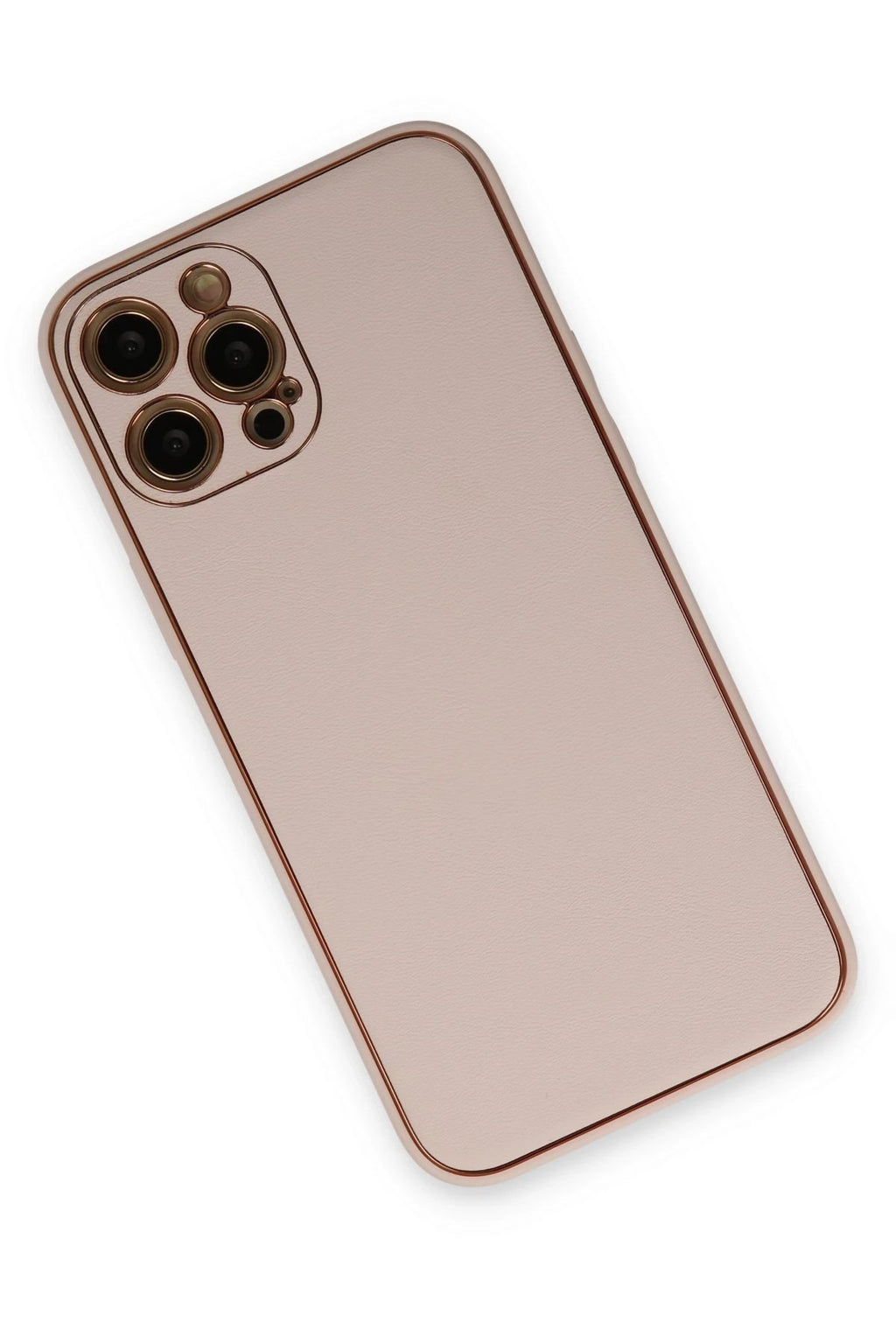 Mey İthalat® iPhone 12 Pro Kılıf Coco Deri Silikon Kapak - Pudra