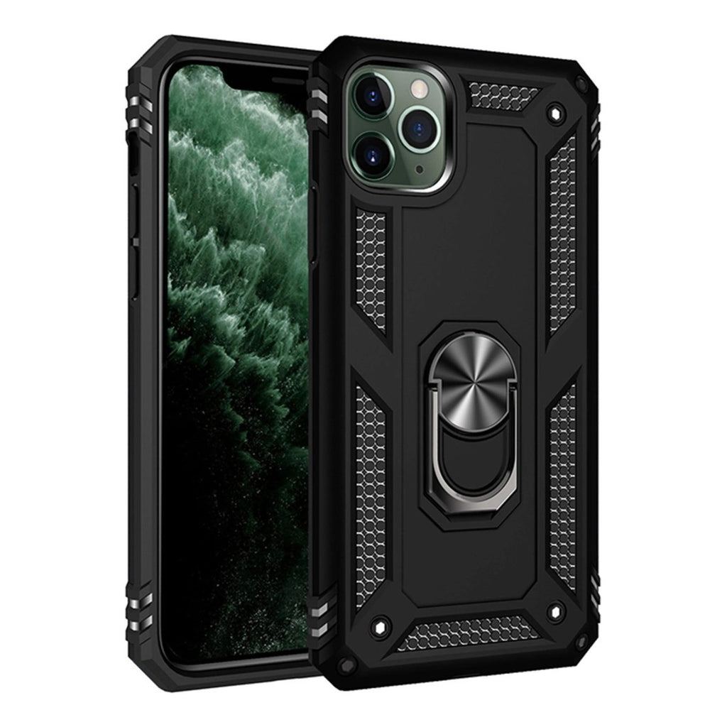 Mey İthalat® iPhone 11 Pro Max Kılıf Sofya Yüzüklü Silikon Kapak - Siyah