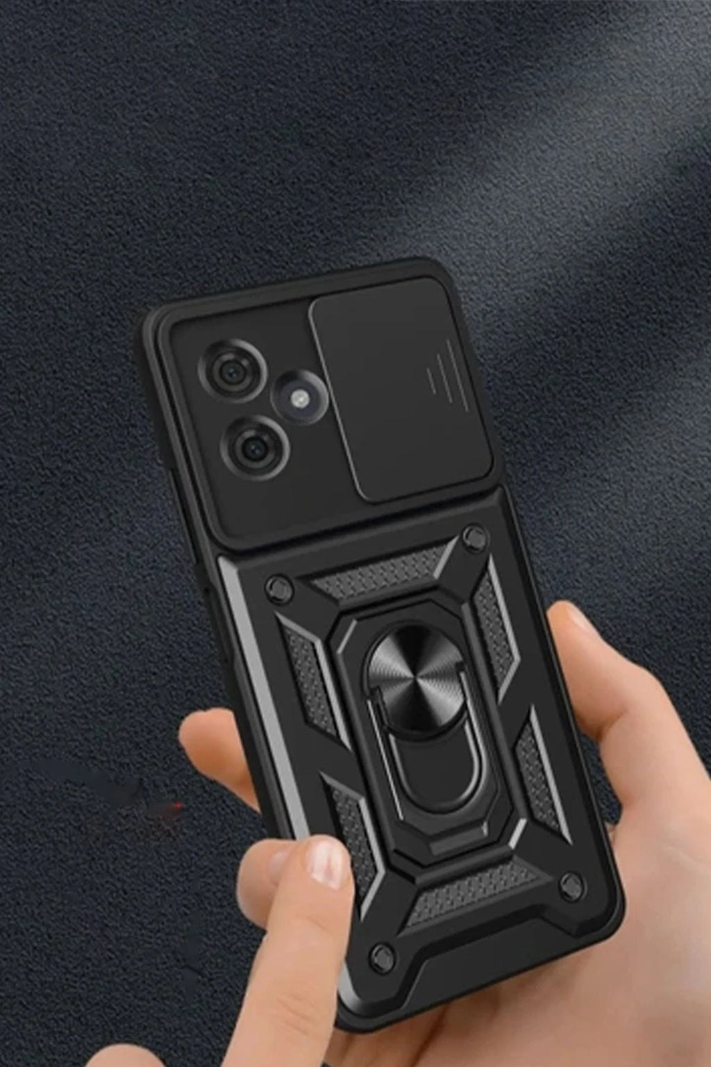 Mey İthalat® Redmi Note 13 Pro Plus Kılıf Pars Lens Yüzüklü Silikon - Kırmızı