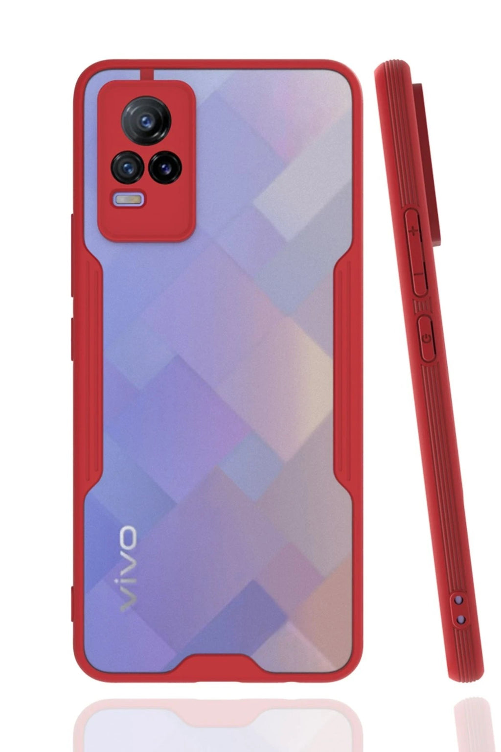 Mey İthalat® Vivo V21e Kılıf Platin Silikon - Kırmızı