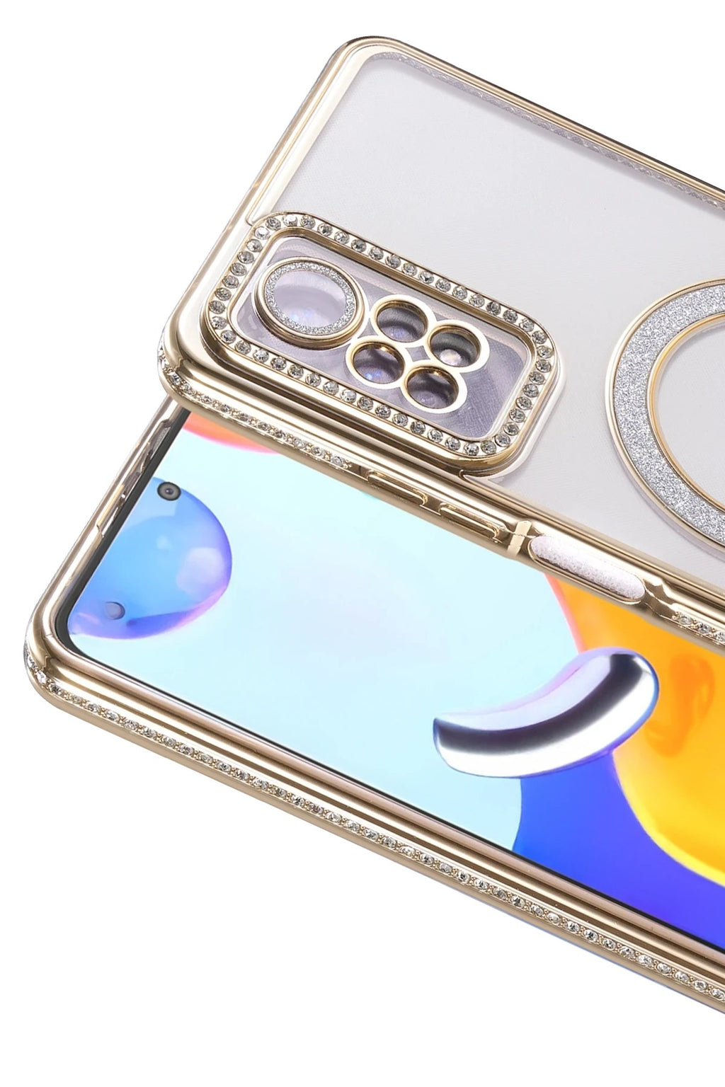 Mey İthalat® Redmi Note 12 Pro 4G Joke Simli Magneticsafe Kılıf - Gold