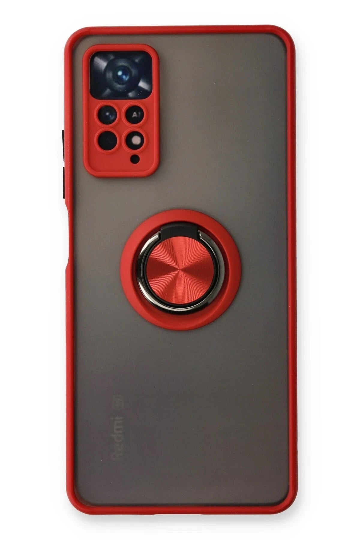 Mey İthalat® Redmi Note 11 Pro Kılıf Montreal Yüzüklü Silikon Kapak - Kırmızı