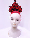 Mey İthalat® Happy Birthday Neon Kırmızı Renk Doğum Günü Tacı 24x15 cm