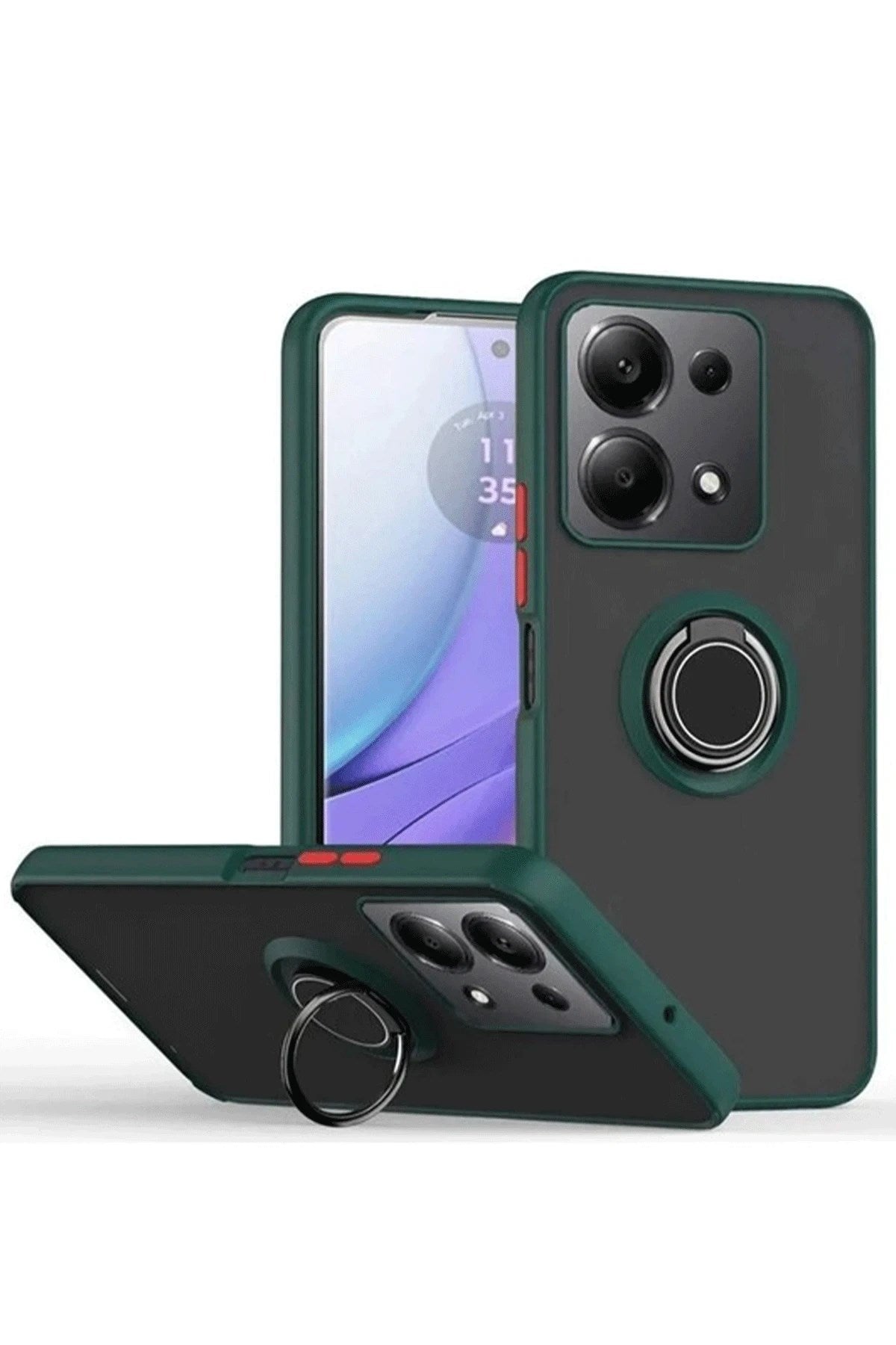 Mey İthalat® Redmi Note 13 Pro 4G Montreal Yüzüklü Silikon Kapak - Yeşil