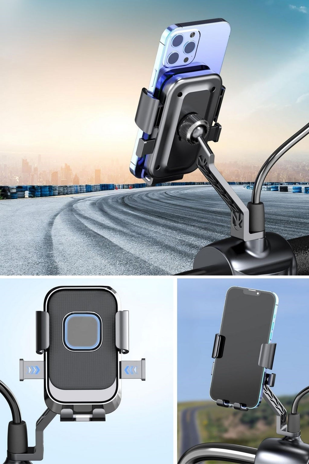 Motor,Motosiklet,Bisiklet ,Scooter İçin 360 Derece Dönebilen Dikiz Aynası Versiyonu Telefon Tutucu Aparat