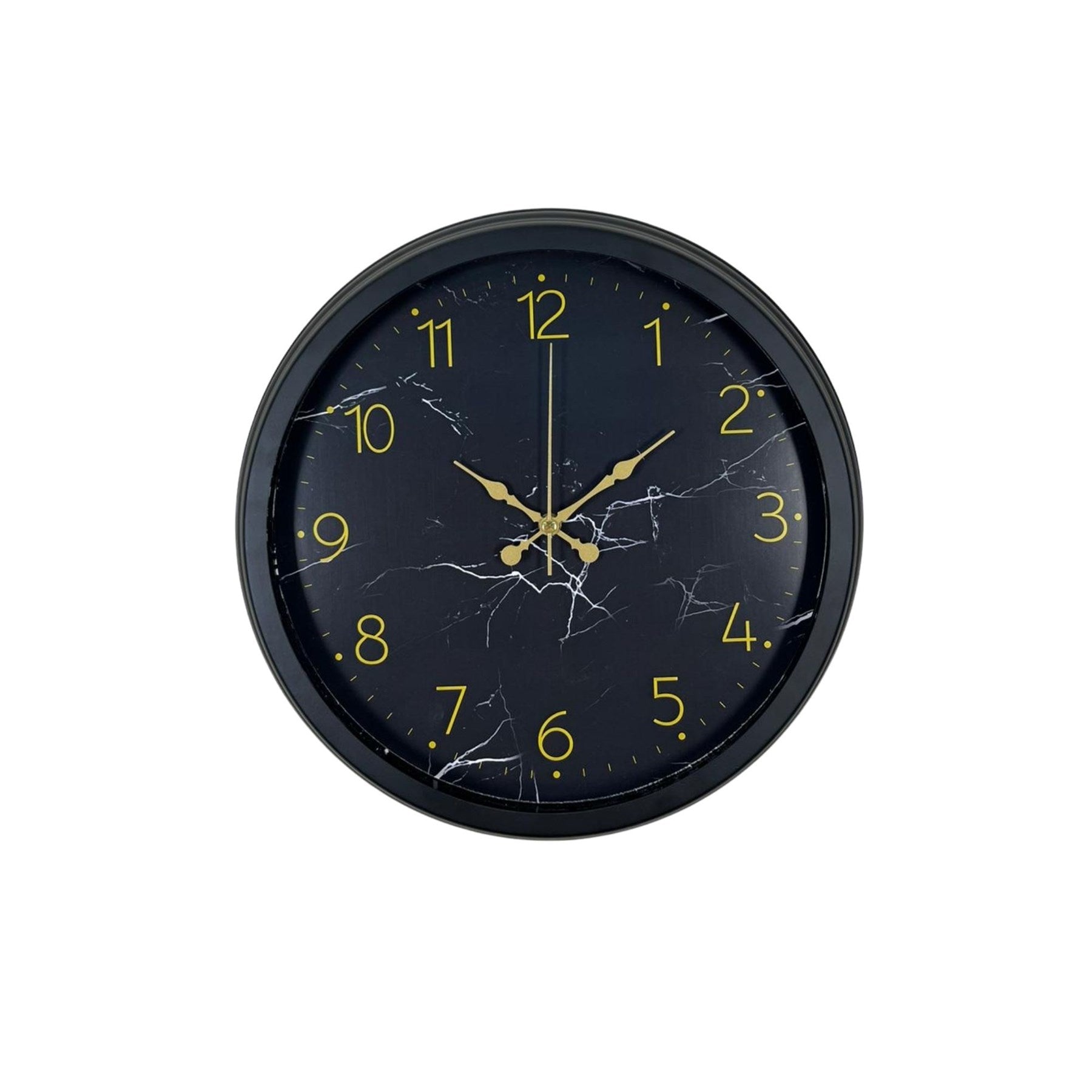 Siyah 40 Cm Mermer Desenli Metal Duvar Saati