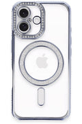 Mey İthalat® iPhone 16 Plus Kılıf Joke Simli Magneticsafe Kılıf - Mavi