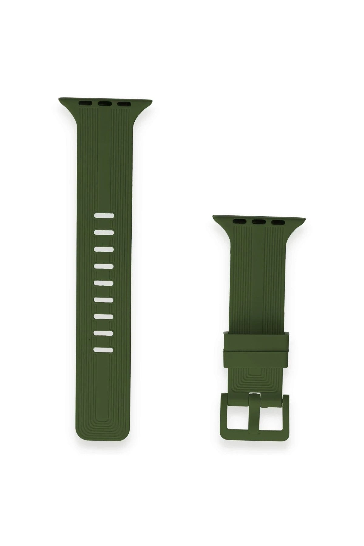 Mey İthalat® Watch 38mm KR408 Çizgili Silikon Kordon - Koyu Yeşil