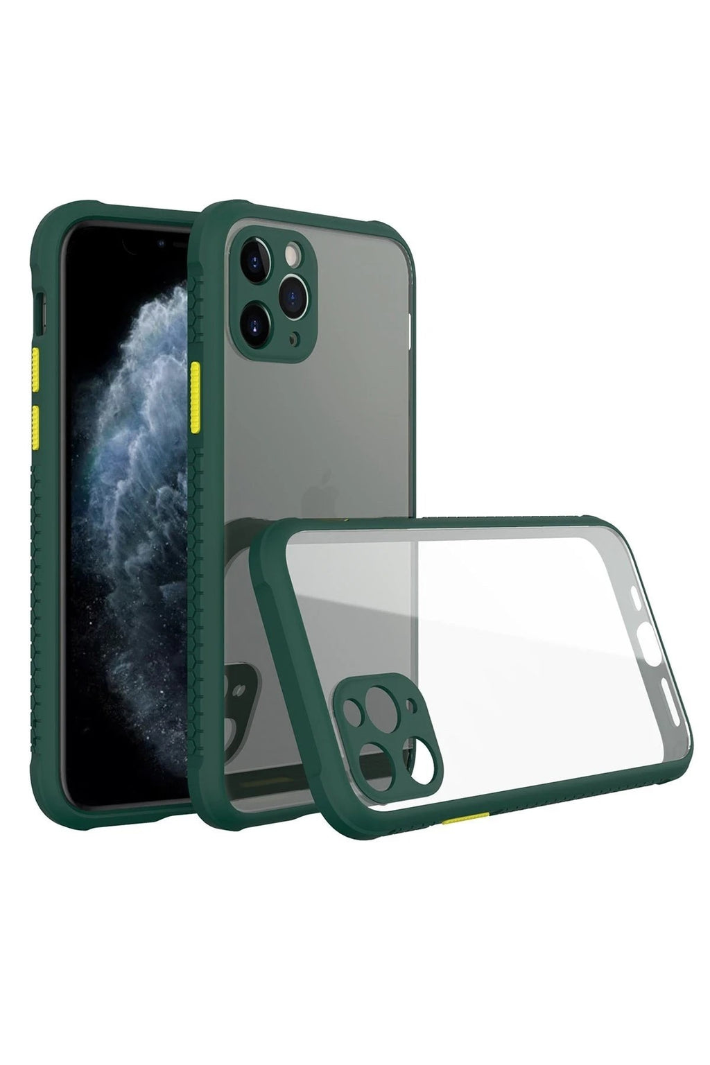 Mey İthalat® iPhone 11 Pro Max Kılıf Miami Şeffaf Silikon - Koyu Yeşil