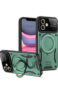 Mey İthalat® iPhone 11 Kılıf Joy Lens Standlı Kapak - Koyu Yeşil