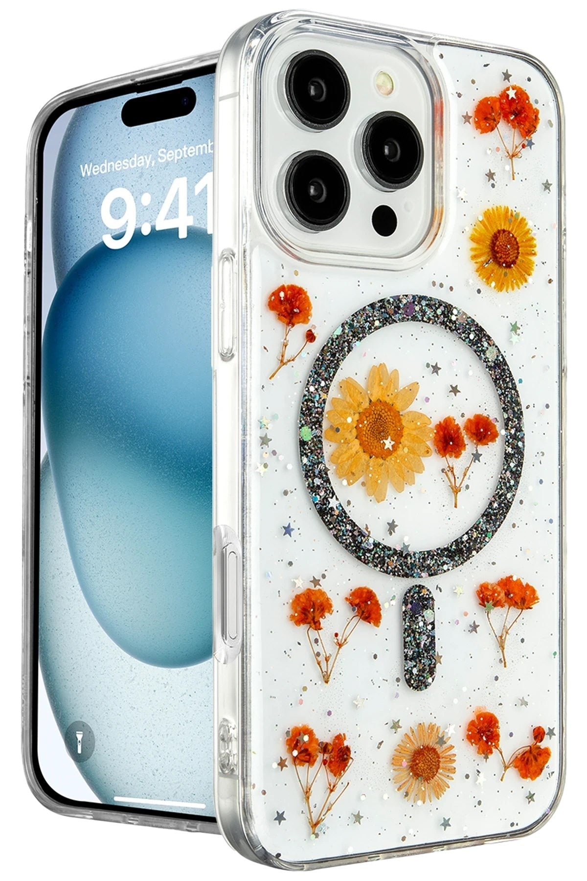 Mey İthalat® iPhone 16 Pro Max Kılıf Daisy Simli Magsafe Kapak - Siyah