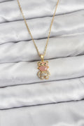 Mey İthalat® 316L Çelik Zincir Gold Renk Teddy Bear Model Zirkon Taşlı Kadın Kolye