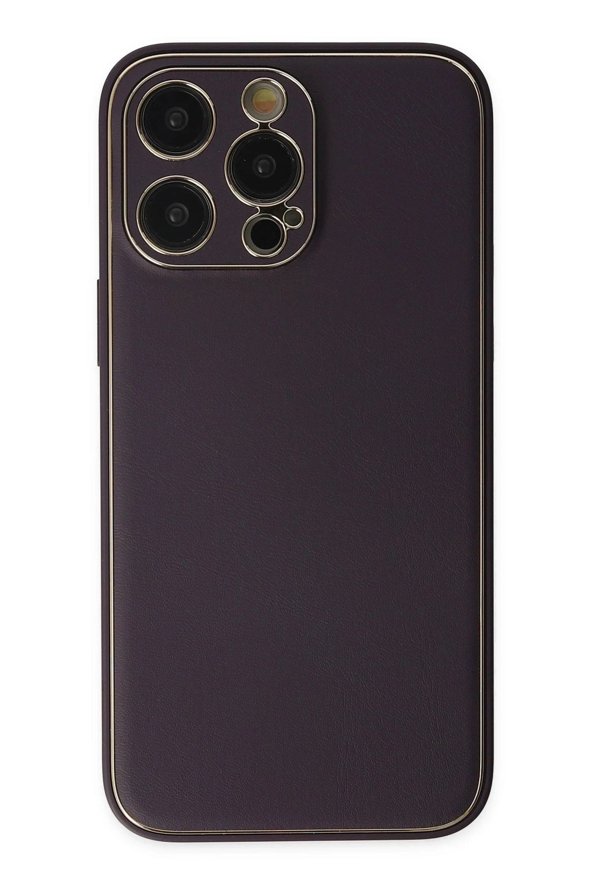 Mey İthalat® iPhone 13 Pro Max Kılıf Coco Deri Silikon Kapak - Derin Mor