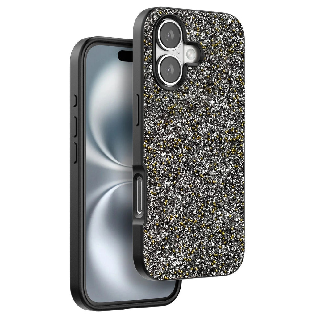 Mey İthalat® iPhone 16 Plus Bright Simli Kapak - Gümüş