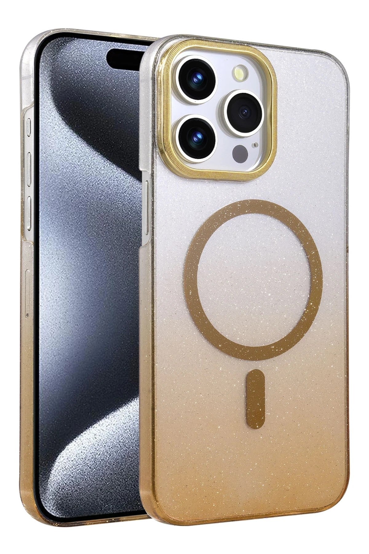 Mey İthalat® iPhone 15 Pro Max Glossy Magsafe Kapak - Çöl Titanyum