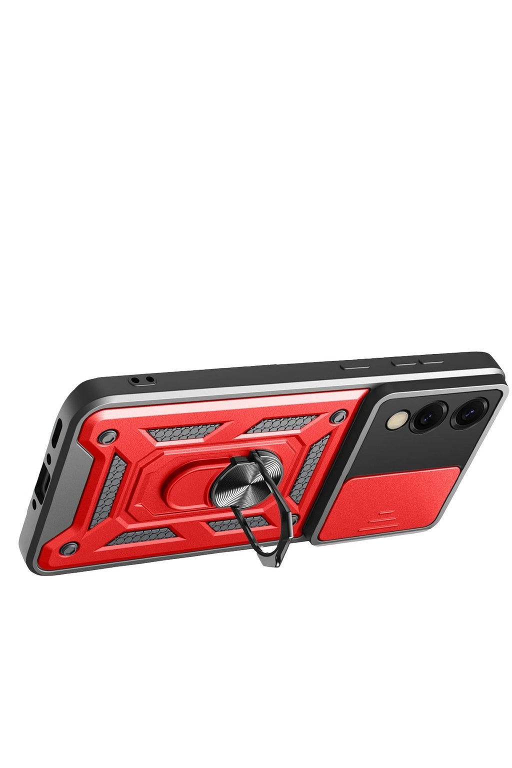 Mey İthalat® Samsung Galaxy S25 Edge Pars Lens Yüzüklü Silikon - Kırmızı