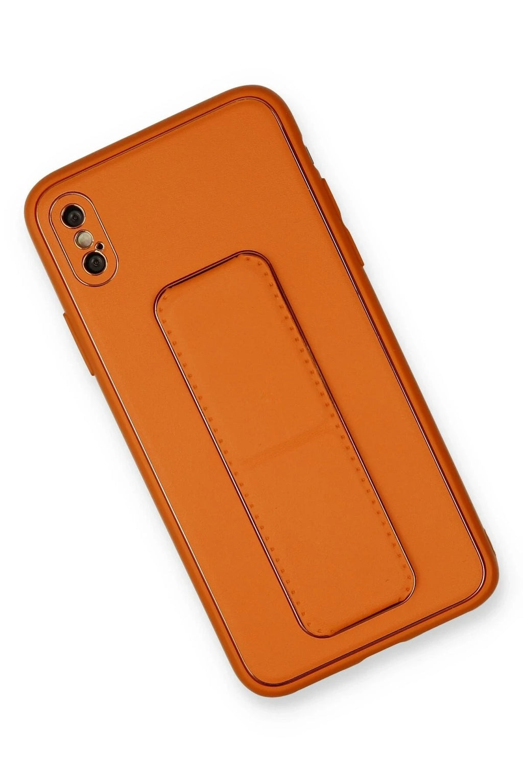 Mey İthalat® iPhone XS Max Kılıf Coco Deri Standlı Kapak - Turuncu