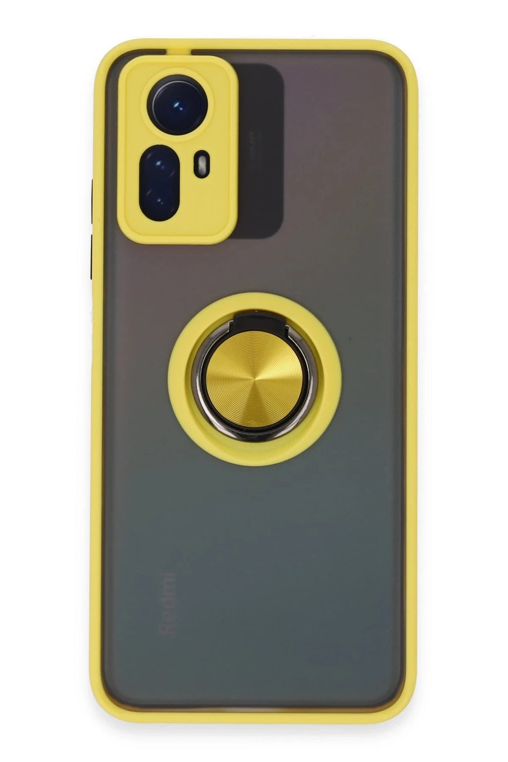 Mey İthalat® Redmi Note 12S Kılıf Montreal Yüzüklü Silikon Kapak - Sarı