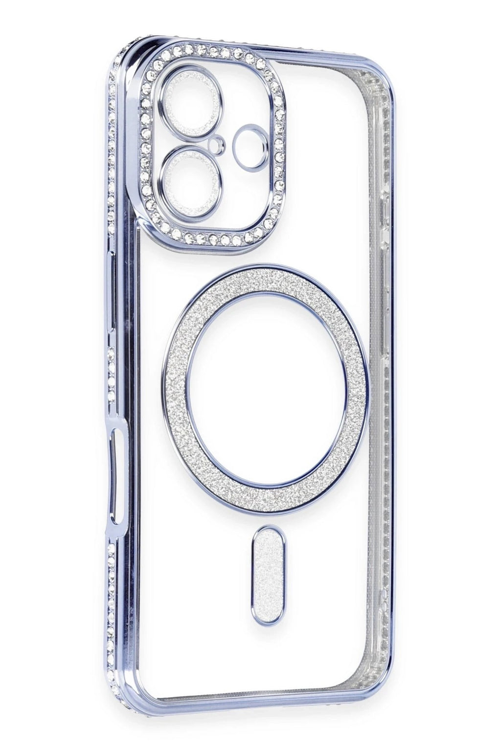 Mey İthalat® iPhone 16 Kılıf Joke Simli Magneticsafe Kılıf - Mavi