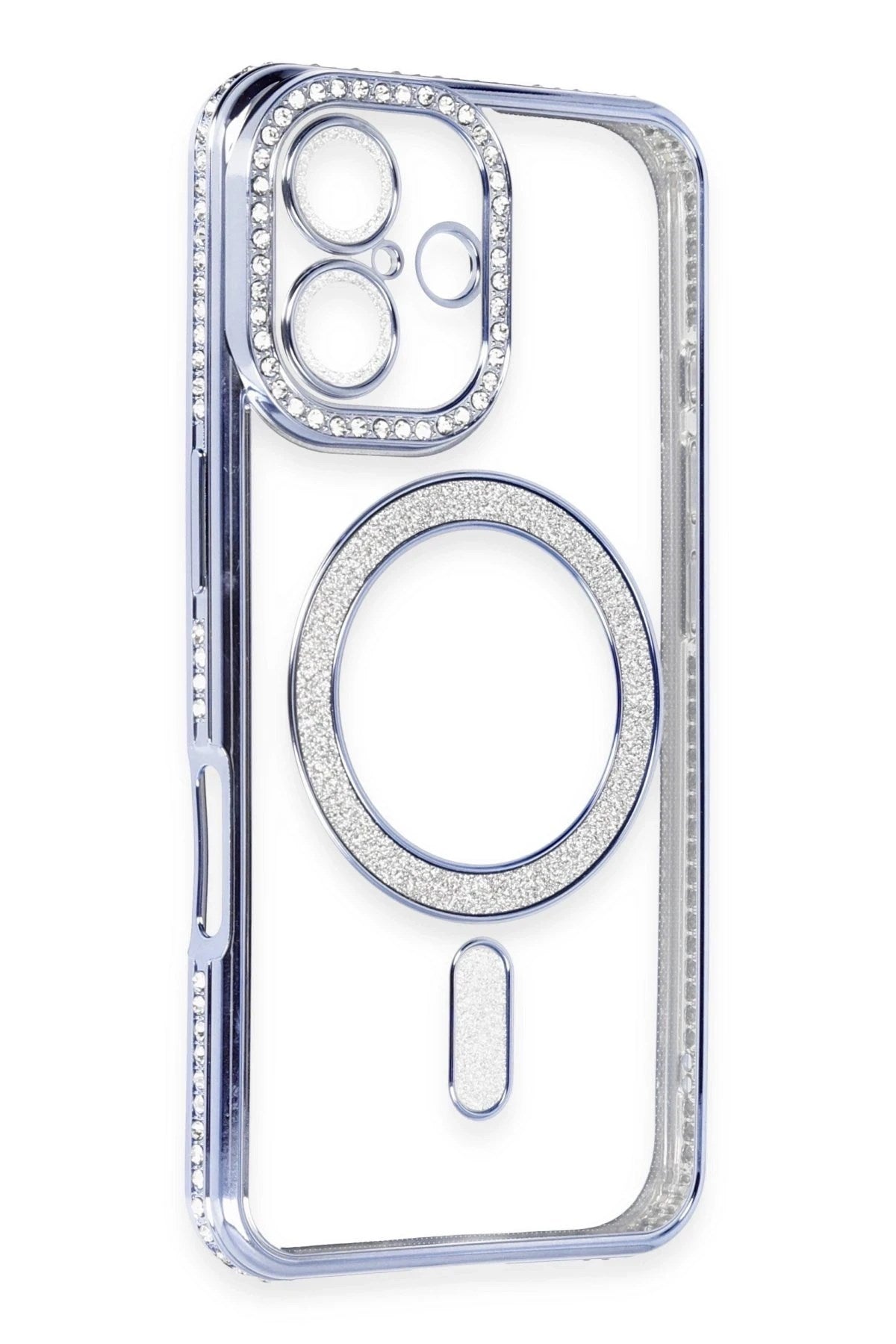 Mey İthalat® iPhone 16 Kılıf Joke Simli Magneticsafe Kılıf - Mavi