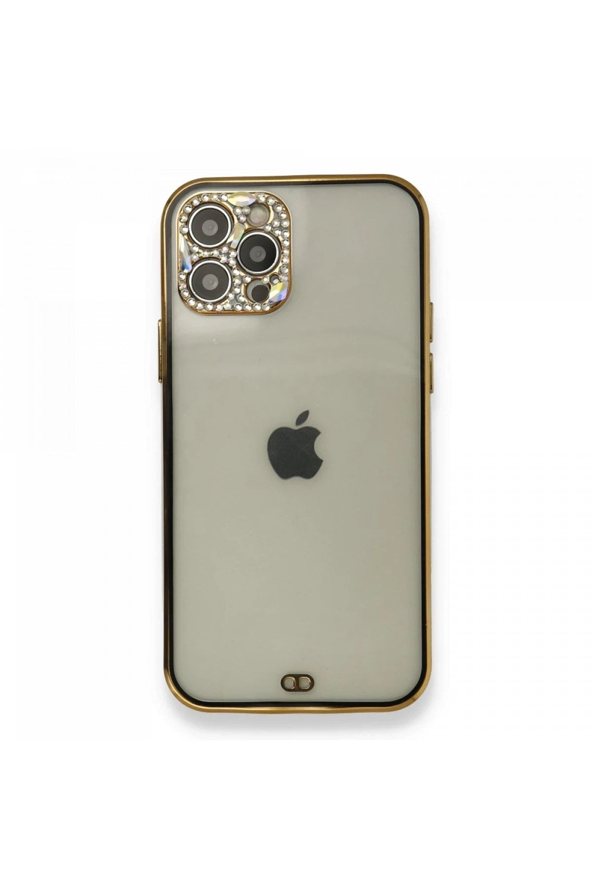 Mey İthalat® iPhone 12 Pro Kılıf Liva Taşlı Silikon - Siyah