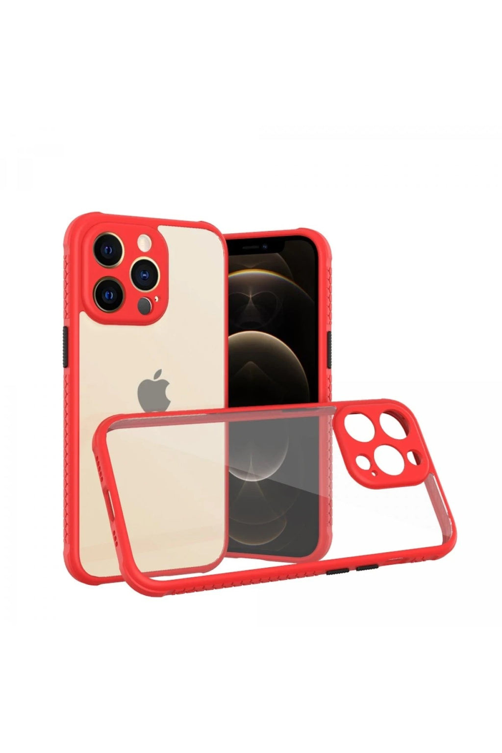 Mey İthalat® iPhone 13 Pro Kılıf Miami Şeffaf Silikon - Kırmızı