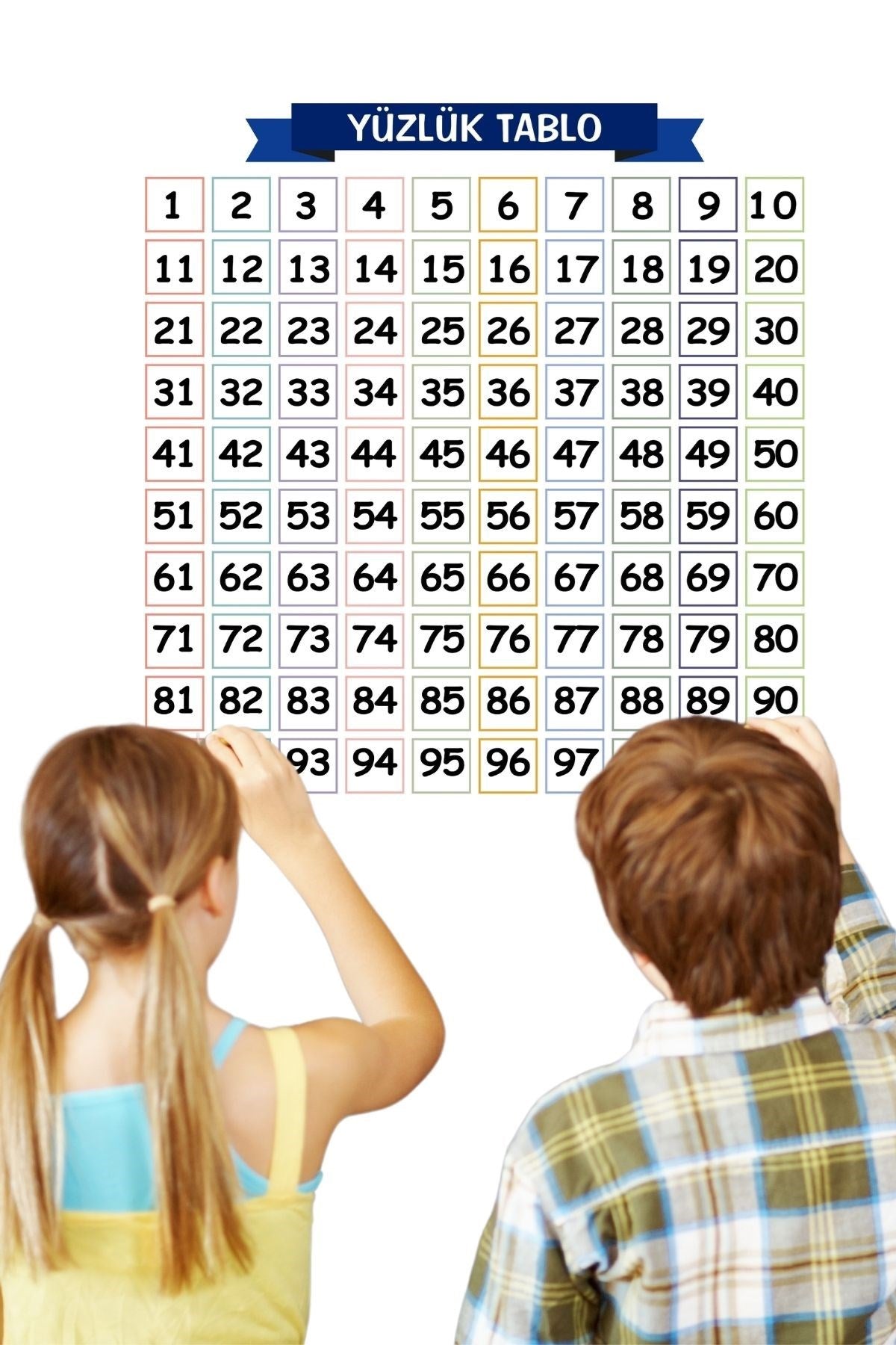 Matematik Öğreten Yüzlük Tablo Duvarda İz Bırakmaz Akıllı Kağıt Yapışkansız Statik 60x60 cm