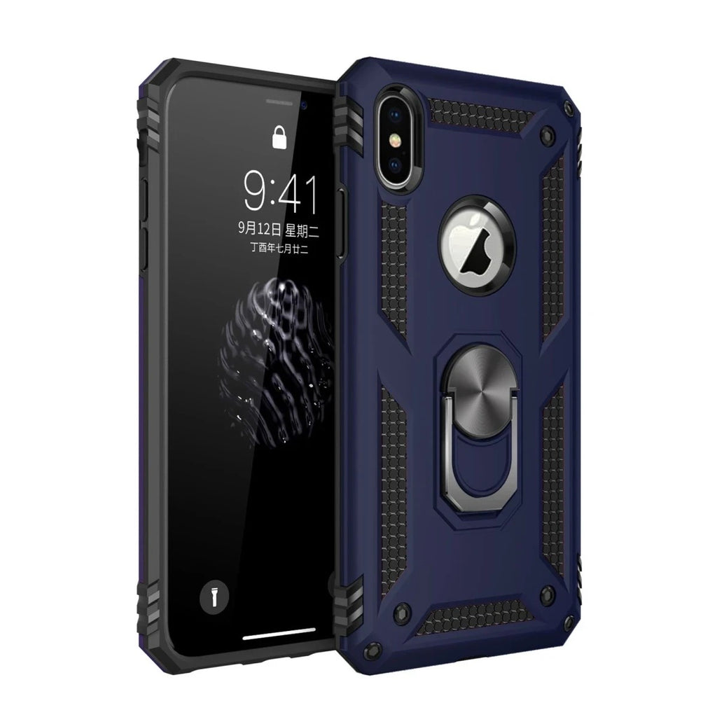 Mey İthalat® iPhone XS Max Kılıf Sofya Yüzüklü Silikon Kapak - Lacivert