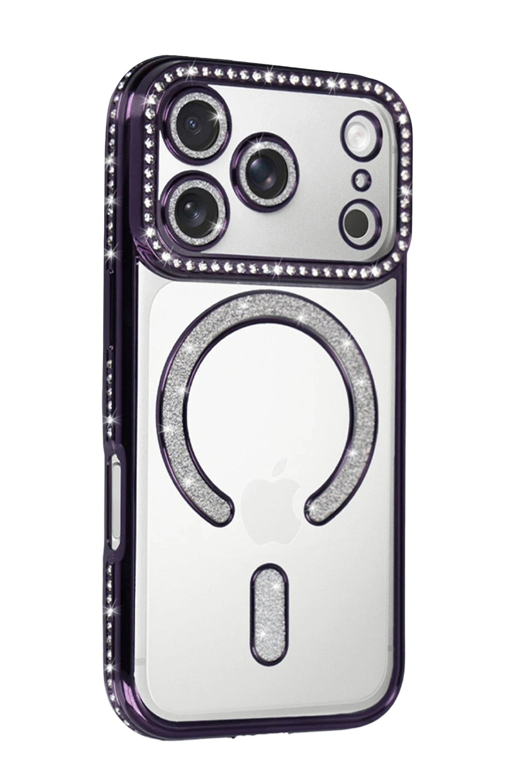 Mey İthalat® iPhone 17 Pro Joke Simli Magneticsafe Kılıf - Derin Mor