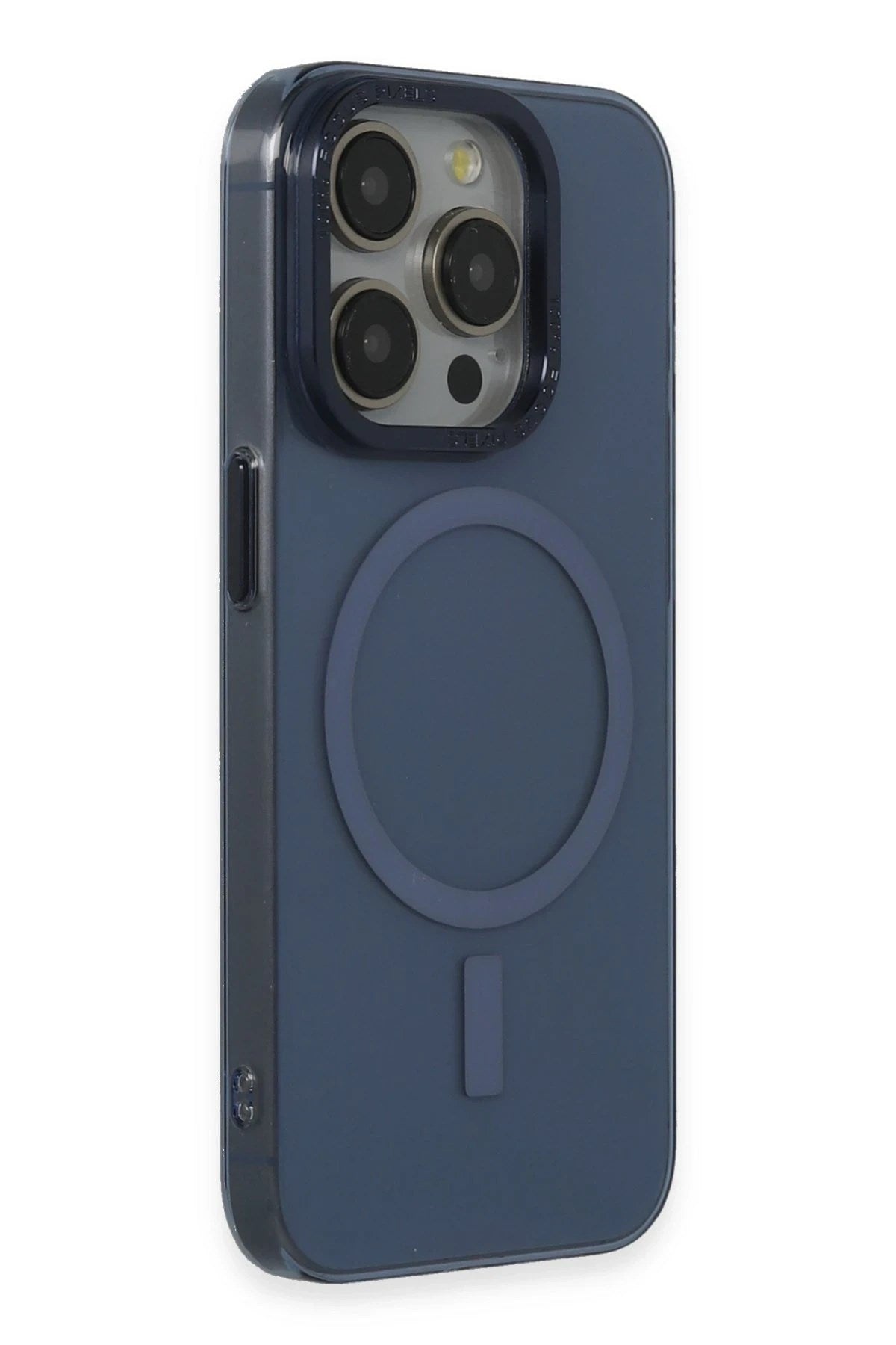 Mey İthalat® iPhone 15 Pro Kılıf Anka PC Magneticsafe Sert Metal Kapak - Lacivert