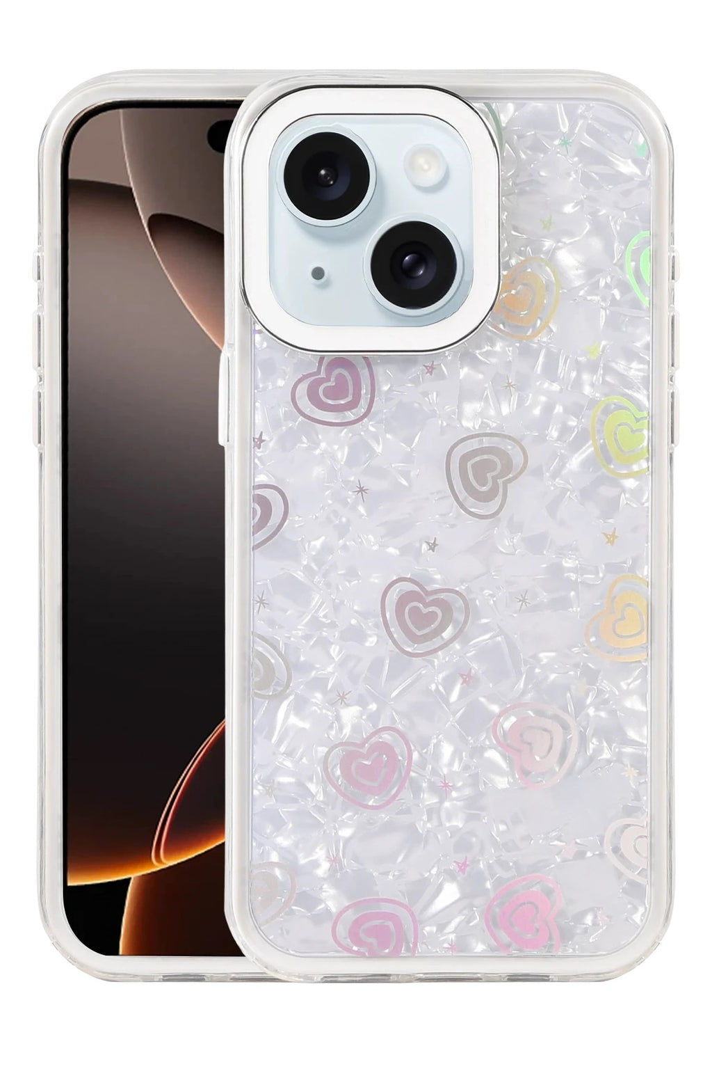 Mey İthalat® iPhone 14 Lumi Desenli Kapak - Beyaz