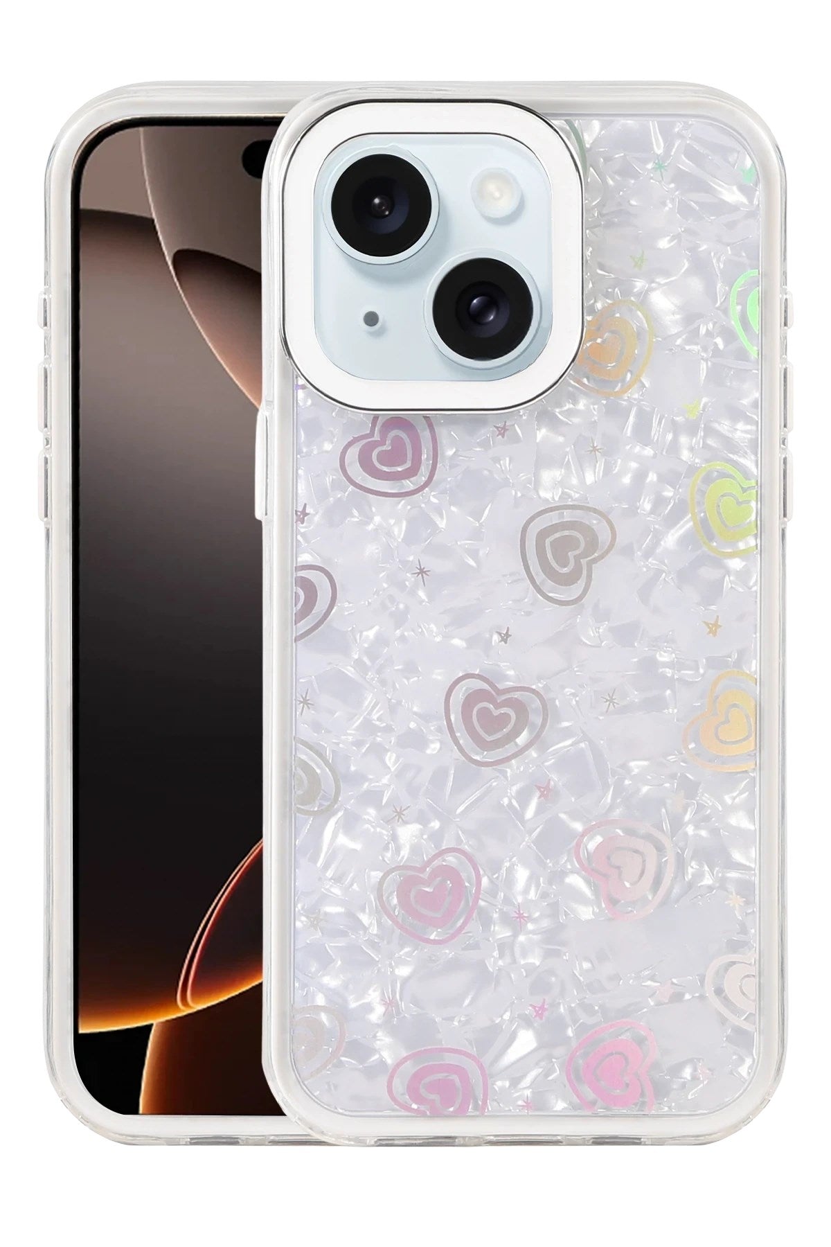 Mey İthalat® iPhone 14 Lumi Desenli Kapak - Beyaz