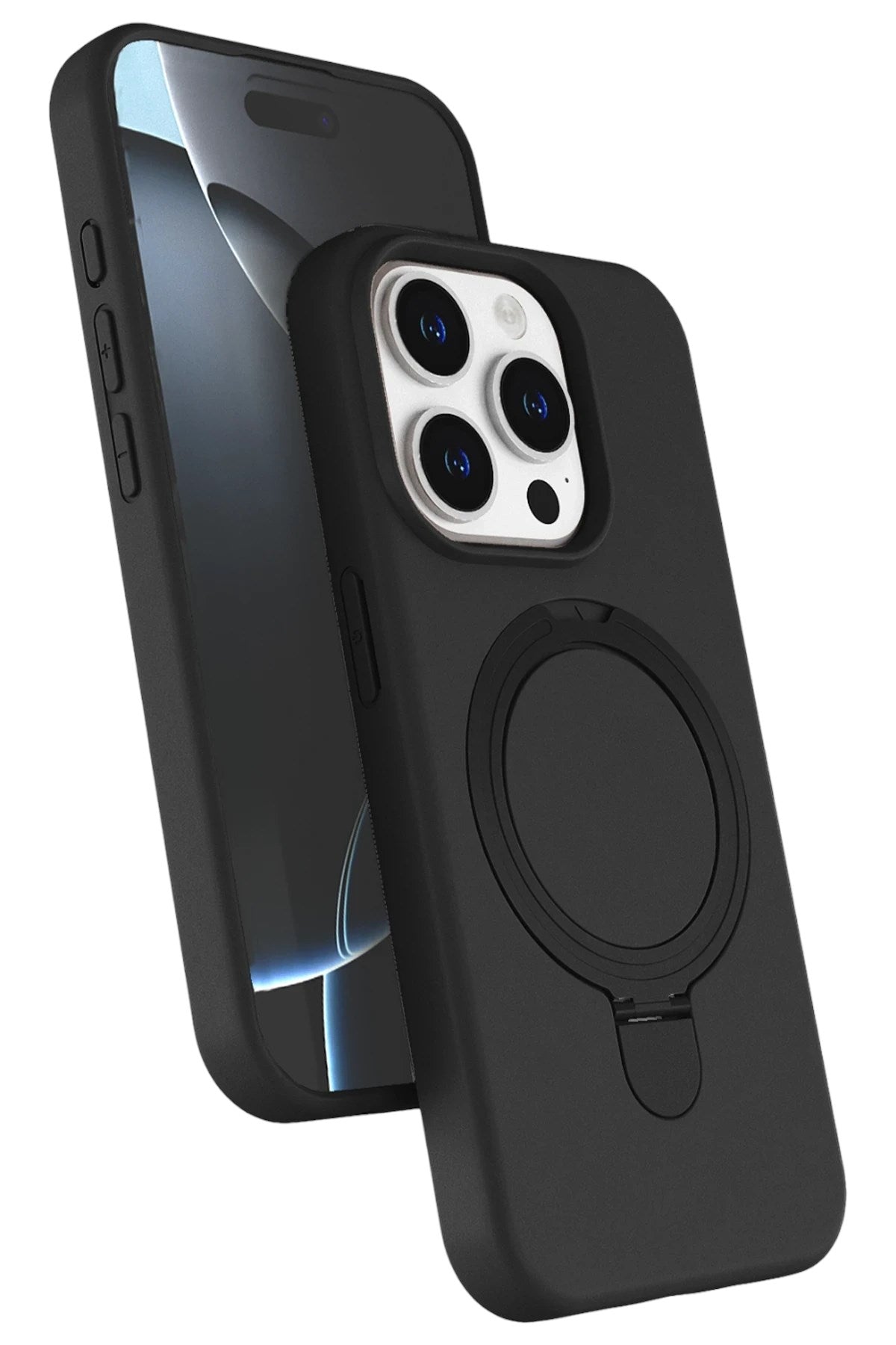 Mey İthalat® iPhone 15 Pro Max Regal Magsafe Standlı Kapak - Siyah