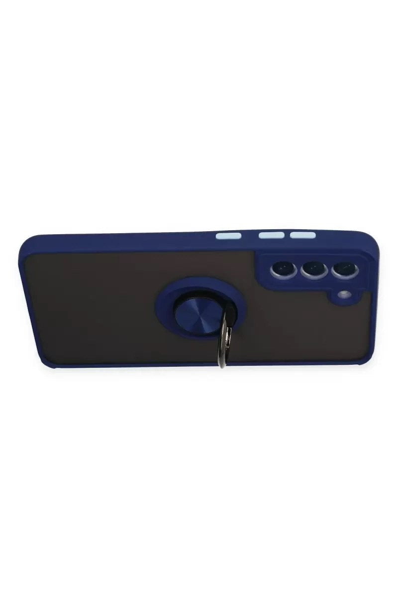 Mey İthalat® Samsung Galaxy S21 FE Kılıf Montreal Yüzüklü Silikon Kapak - Lacivert