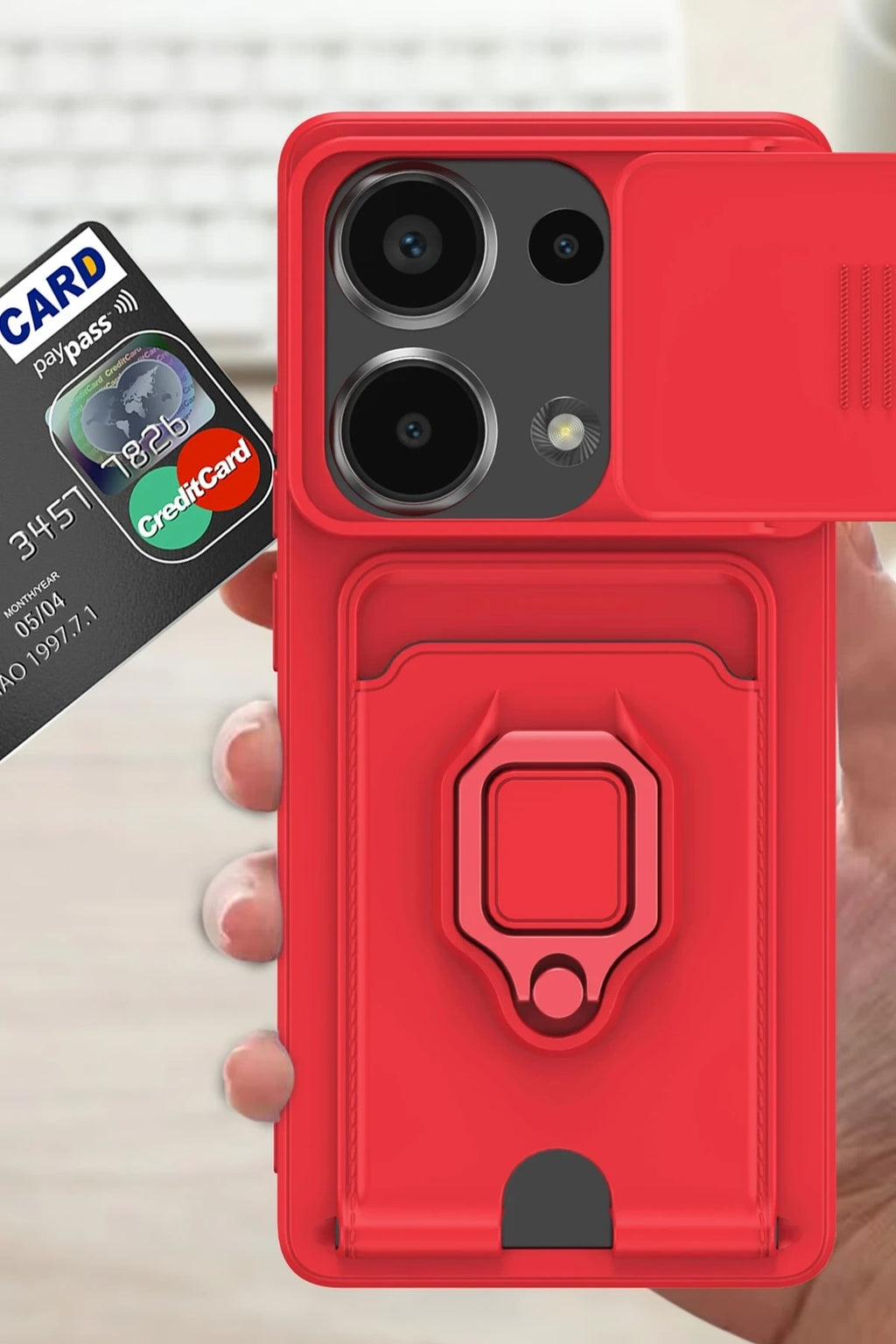 Mey İthalat® Redmi Note 13 Pro 4G Kılıf Zuma Kartvizitli Yüzüklü Silikon - Pembe